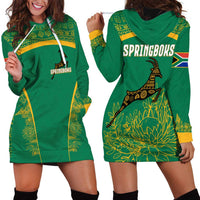 South Africa Springboks Hoodie Dress with Tribal Antelope Design and Floral Accents