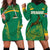 South Africa Springboks Hoodie Dress with Tribal Antelope Design and Floral Accents