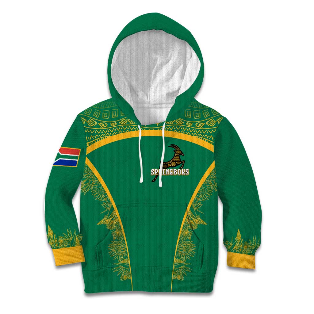 South Africa Springboks Kid Hoodie with Tribal Antelope Design and Floral Accents