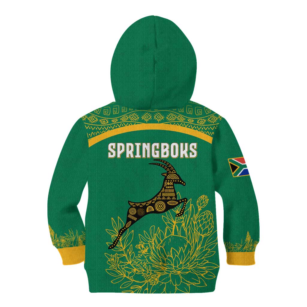 South Africa Springboks Kid Hoodie with Tribal Antelope Design and Floral Accents