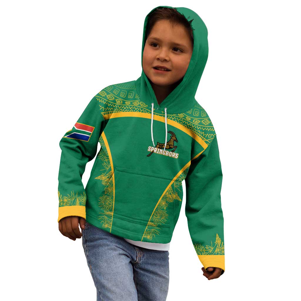 South Africa Springboks Kid Hoodie with Tribal Antelope Design and Floral Accents