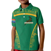 South Africa Springboks Kid Polo Shirt with Tribal Antelope Design and Floral Accents