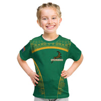 South Africa Springboks Kid T Shirt with Tribal Antelope Design and Floral Accents