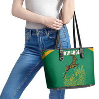 South Africa Springboks Leather Tote Bag with Tribal Antelope Design and Floral Accents