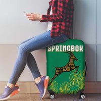 South Africa Springboks Luggage Cover with Tribal Antelope Design and Floral Accents