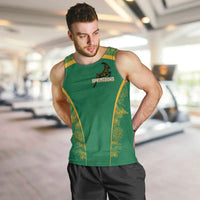 South Africa Springboks Men Tank Top with Tribal Antelope Design and Floral Accents