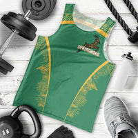 South Africa Springboks Men Tank Top with Tribal Antelope Design and Floral Accents
