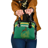 South Africa Springboks Shoulder Handbag with Tribal Antelope Design and Floral Accents