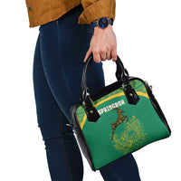 South Africa Springboks Shoulder Handbag with Tribal Antelope Design and Floral Accents