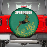 South Africa Springboks Spare Tire Cover with Tribal Antelope Design and Floral Accents