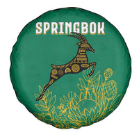 South Africa Springboks Spare Tire Cover with Tribal Antelope Design and Floral Accents