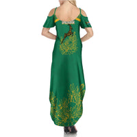South Africa Springboks Summer Maxi Dress with Tribal Antelope Design and Floral Accents