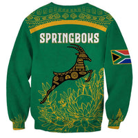 South Africa Springboks Sweatshirt with Tribal Antelope Design and Floral Accents