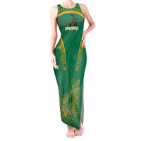 South Africa Springboks Tank Maxi Dress with Tribal Antelope Design and Floral Accents