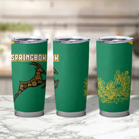 South Africa Springboks Tumbler Cup with Tribal Antelope Design and Floral Accents