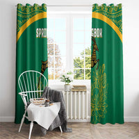 South Africa Springboks Window Curtain with Tribal Antelope Design and Floral Accents