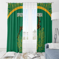 South Africa Springboks Window Curtain with Tribal Antelope Design and Floral Accents
