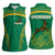 South Africa Springboks Women Sleeveless Polo Shirt with Tribal Antelope Design and Floral Accents