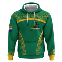 South Africa Springboks Zip Hoodie with Tribal Antelope Design and Floral Accents