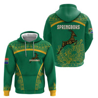 South Africa Springboks Zip Hoodie with Tribal Antelope Design and Floral Accents