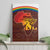 African Sunset Heritage Canvas Wall Art Tribal Pattern with Continent Silhouette, Rainbow Arc & Safari Scene