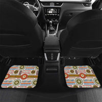 African Sunset Heritage Car Mats Tribal Pattern with Continent Silhouette, Rainbow Arc & Safari Scene