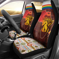 African Sunset Heritage Car Seat Cover Tribal Pattern with Continent Silhouette, Rainbow Arc & Safari Scene