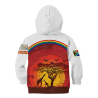 African Sunset Heritage Kid Hoodie Tribal Pattern with Continent Silhouette, Rainbow Arc & Safari Scene
