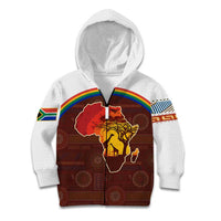 African Sunset Heritage Kid Hoodie Tribal Pattern with Continent Silhouette, Rainbow Arc & Safari Scene