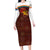 African Sunset Heritage Long Sleeve Bodycon Dress Tribal Pattern with Continent Silhouette, Rainbow Arc & Safari Scene