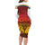 African Sunset Heritage Long Sleeve Bodycon Dress Tribal Pattern with Continent Silhouette, Rainbow Arc & Safari Scene