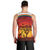 African Sunset Heritage Men Tank Top Tribal Pattern with Continent Silhouette, Rainbow Arc & Safari Scene