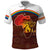 African Sunset Heritage Polo Shirt Tribal Pattern with Continent Silhouette, Rainbow Arc & Safari Scene