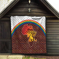 African Sunset Heritage Quilt Tribal Pattern with Continent Silhouette, Rainbow Arc & Safari Scene