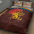 African Sunset Heritage Quilt Bed Set Tribal Pattern with Continent Silhouette, Rainbow Arc & Safari Scene