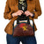 African Sunset Heritage Shoulder Handbag Tribal Pattern with Continent Silhouette, Rainbow Arc & Safari Scene