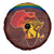 African Sunset Heritage Spare Tire Cover Tribal Pattern with Continent Silhouette, Rainbow Arc & Safari Scene