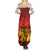 African Sunset Heritage Summer Maxi Dress Tribal Pattern with Continent Silhouette, Rainbow Arc & Safari Scene