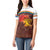 African Sunset Heritage Women Polo Shirt Tribal Pattern with Continent Silhouette, Rainbow Arc & Safari Scene
