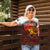 African Sunset Heritage Women Polo Shirt Tribal Pattern with Continent Silhouette, Rainbow Arc & Safari Scene