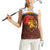 African Sunset Heritage Women Sleeveless Polo Shirt Tribal Pattern with Continent Silhouette, Rainbow Arc & Safari Scene