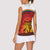 African Sunset Heritage Women Sleeveless Polo Shirt Tribal Pattern with Continent Silhouette, Rainbow Arc & Safari Scene