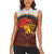 African Sunset Heritage Women Sleeveless Polo Shirt Tribal Pattern with Continent Silhouette, Rainbow Arc & Safari Scene