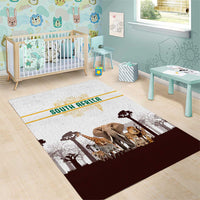 South Africa Wildlife Pride Area Rug Big Five with National Flag and Protea Floral Accent
