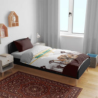 South Africa Wildlife Pride Bedding Set Big Five with National Flag and Protea Floral Accent