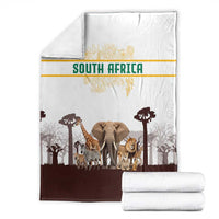South Africa Wildlife Pride Blanket Big Five with National Flag and Protea Floral Accent