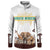 South Africa Wildlife Pride Button Sweatshirt Big Five with National Flag and Protea Floral Accent
