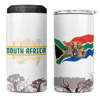 South Africa Wildlife Pride 4 in 1 Can Cooler Tumbler Big Five with National Flag and Protea Floral Accent