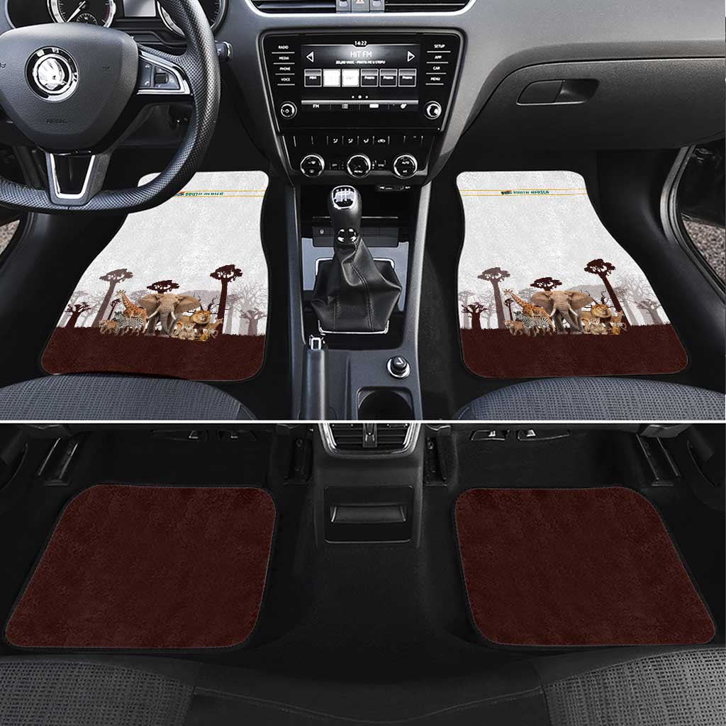 South Africa Wildlife Pride Car Mats Big Five with National Flag and Protea Floral Accent