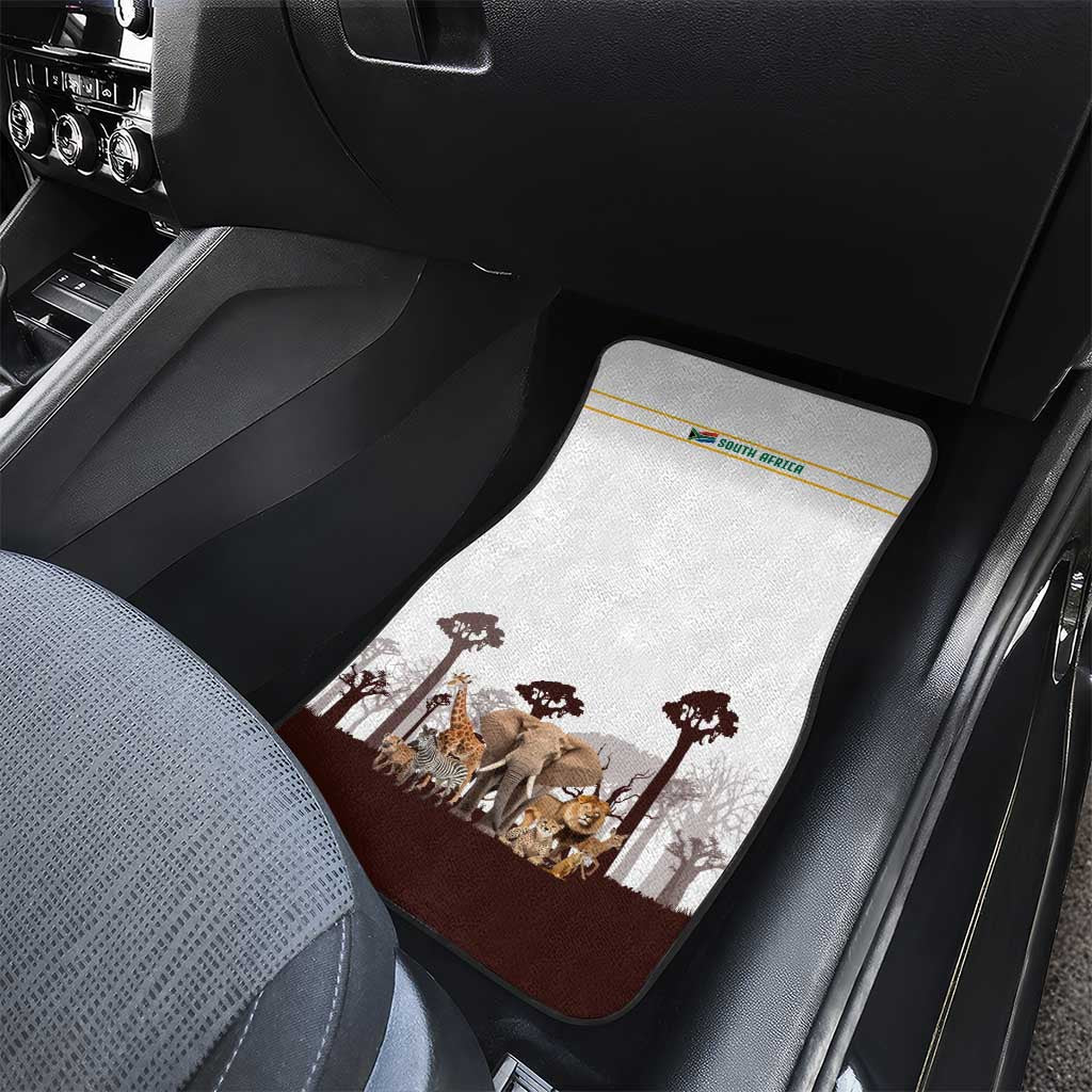 South Africa Wildlife Pride Car Mats Big Five with National Flag and Protea Floral Accent